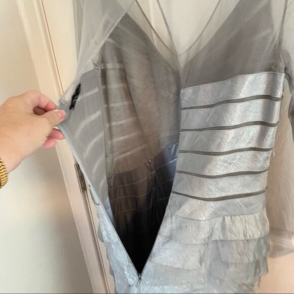 Adrianna Papell Dress Size 6 Mother of the Bride Tiered Cocktail sheer sleeve - Picture 4 of 4